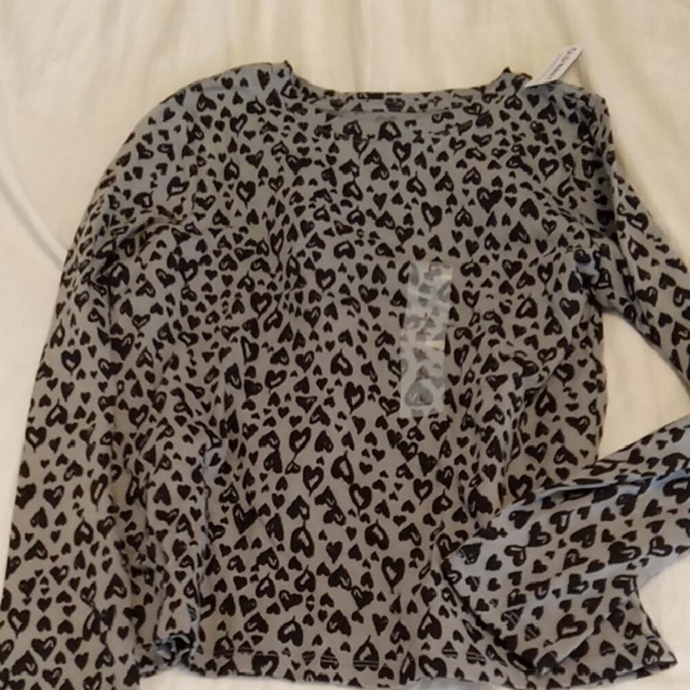 NWT Old Navy Girl's Size Large Stylish Black and Gray Leopard Print   Top